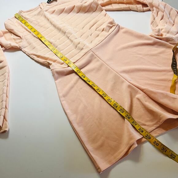 Pretty Little Things Shantall Nude Romper Playsuit Long Bell Sleeves NWT Size 4 - Picture 9 of 11
